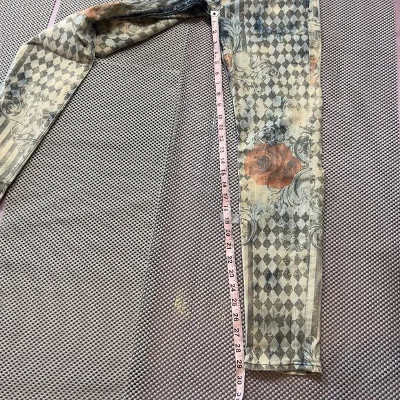 HUDSON Krista Roses Graphic Super Skinny Jeans Sz 29 Streetwear Art to Wear - Picture 4 of 11